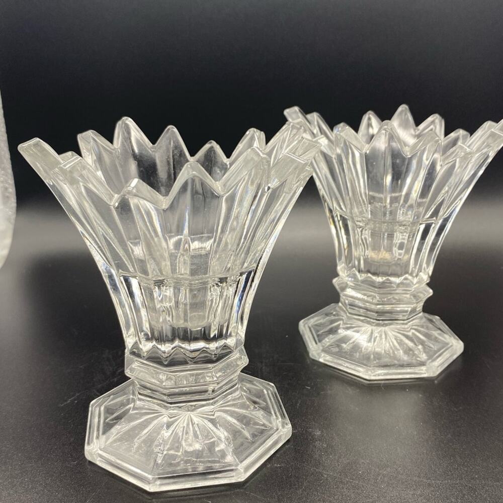 Mikasa Florita Footed Crystal Contemporary taper candle holder set of‎ two